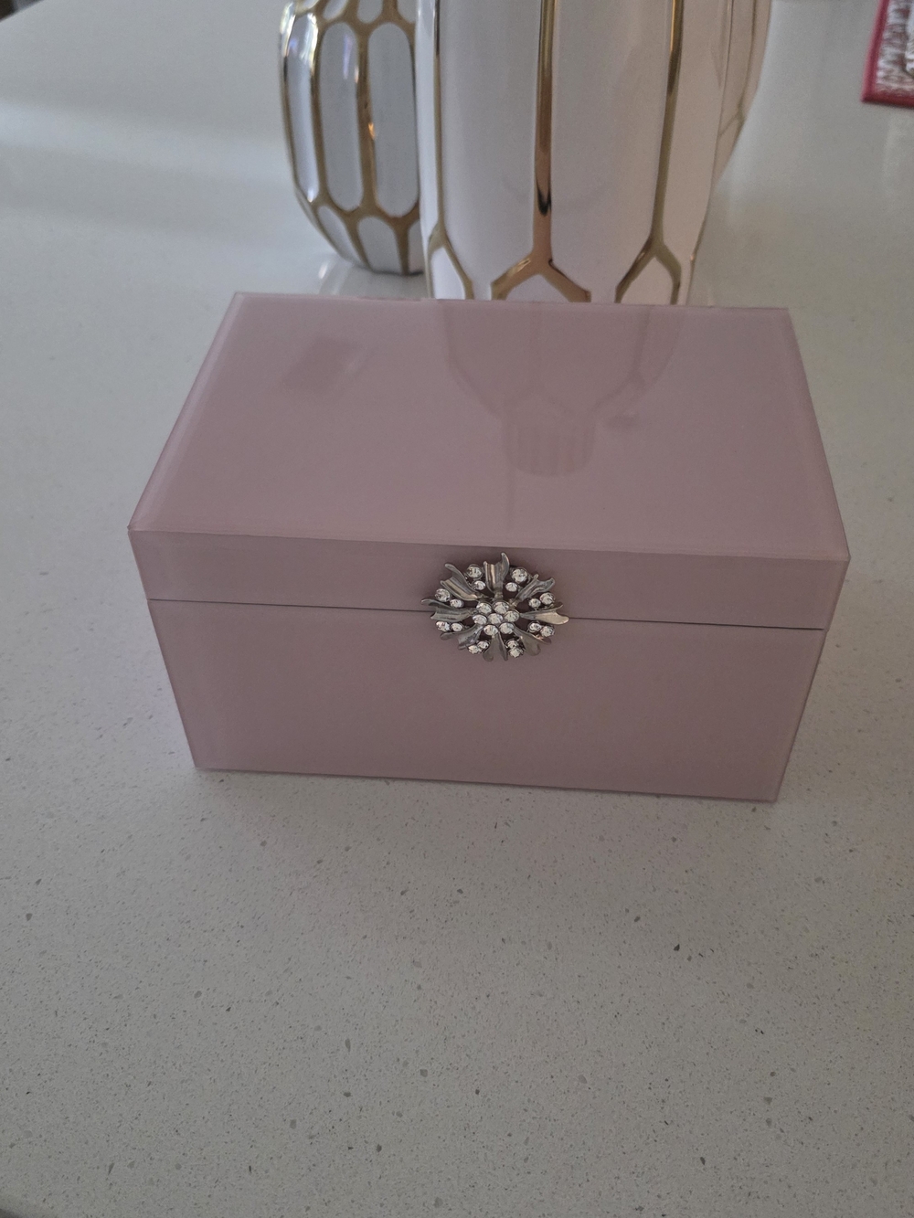 Elegant Pink Jewelry Box Set with Crystal Accents
